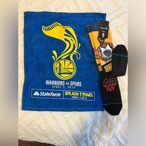 🏀🧦 Curry #30 socks NWT GSW splash rally towel Warriors Spurs NBA SGA 4/07/2016